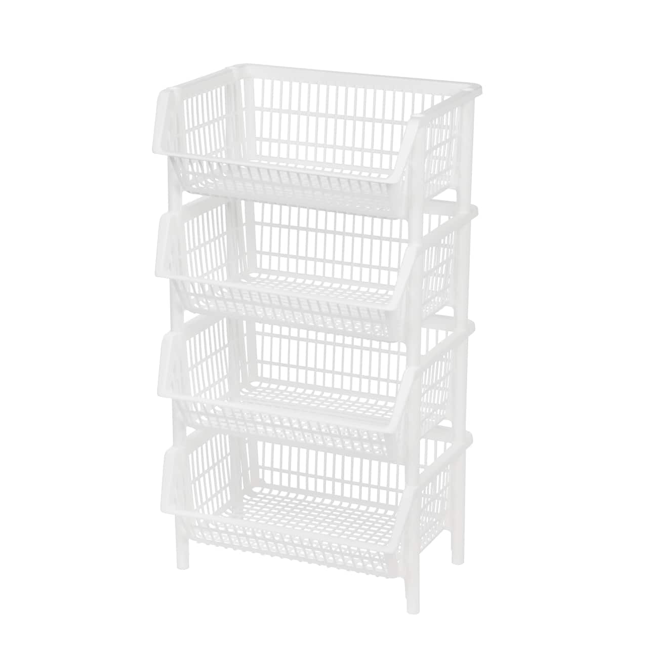 Iris® White Jumbo Stacking Basket, 4 Pack
